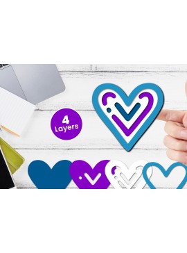 Σετ των 2 Intra απο ξύλο plywood 3mm-4mm πάχος 3D Layered Heart Papercut Δίασταση 12x12 cm INTRAFABR-116414544