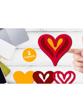 Σετ των 2 Intra απο ξύλο plywood 3mm-4mm πάχος 3D Layered Heart Papercut Δίασταση 12x12 cm INTRAFABR-116414604