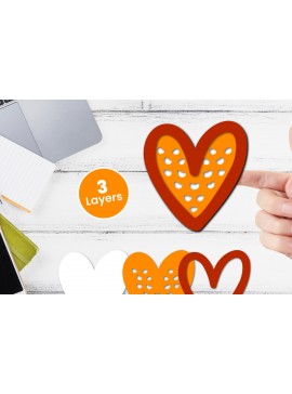 Σετ των 2 Intra απο ξύλο plywood 3mm-4mm πάχος 3D Layered Heart Papercut Δίασταση 12x12 cm INTRAFABR-116414613