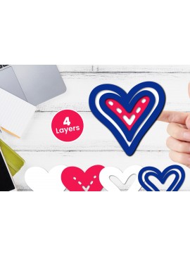 Σετ των 2 Intra απο ξύλο plywood 3mm-4mm πάχος 3D Layered Heart Papercut Δίασταση 12x12 cm INTRAFABR-116414622