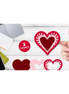 Σετ των 2 Intra απο ξύλο plywood 3mm-4mm πάχος 3D Layered Heart Papercut Δίασταση 12x12 cm INTRAFABR-116414534