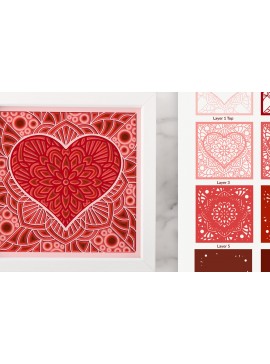 Σετ των 3 Intra απο ξύλο plywood 3mm-4mm πάχος αποκοπής 3D Layered Heart Shadow Box Δίασταση 8x8 cm INTRAFABR-24455774