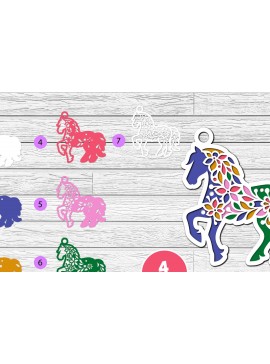 Σετ των 2 Intra απο ξύλο plywood 3mm-4mm πάχος 3D Layered Horse Papercut Δίασταση 12x12 cm INTRAFABR-116282165