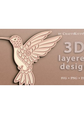 Intra απο ξύλο plywood 3mm-4mm πάχος αποκοπής 3D Layered Hummingbird Δίασταση 30x20 cm INTRAFABR-16878627
