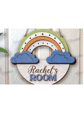 Σετ των 2 Intra απο ξύλο plywood 3mm-4mm πάχος 3D Επίπεδη πινακίδα παιδικού δωματίου Δίασταση 30x20 cm INTRAFABR-120426740