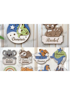 Σετ των 2 Intra απο ξύλο plywood 3mm-4mm πάχος πινακίδων παιδικού δωματίου με 3D επίπεδα Δίασταση 30x20 cm INTRAFABR-120641552