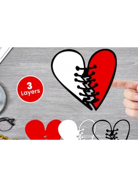 Σετ των 2 Intra απο ξύλο plywood 3mm-4mm πάχος Χαρτί Love Heart με 3D Layered, Δίασταση 12x12 cm INTRAFABR-125002451