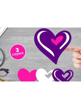 Σετ των 3 Intra απο ξύλο plywood 3mm-4mm πάχος Χαρτί Love Heart με 3D Layered, Δίασταση 12x12 cm INTRAFABR-125002477