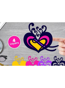 Σετ των 2 Intra απο ξύλο plywood 3mm-4mm πάχος Χαρτί Love Heart με 3D Layered, Δίασταση 12x12 cm INTRAFABR-125002489