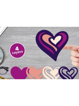 Σετ των 2 Intra απο ξύλο plywood 3mm-4mm πάχος Χαρτί Love Heart με 3D Layered, Δίασταση 12x12 cm INTRAFABR-125002495