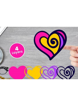 Σετ των 2 Intra απο ξύλο plywood 3mm-4mm πάχος Χαρτί Love Heart με 3D Layered, Δίασταση 12x12 cm INTRAFABR-125002518
