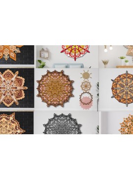 Intra απο ξύλο plywood 3mm-4mm πάχος Τρισδιάστατη δέσμη κοπής με λέιζερ Mandala Δίασταση 30x30 cm INTRAFABR-84665402