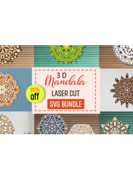 Intra απο ξύλο plywood 3mm-4mm πάχος Τρισδιάστατη δέσμη κοπής με λέιζερ Mandala Δίασταση 30x30 cm INTRAFABR-84665372