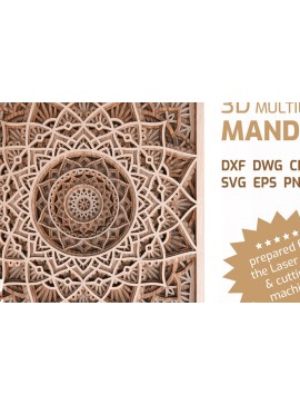 Σετ των 3 Intra απο ξύλο plywood 3mm-4mm πάχος 3D Layered MANDALA File Δίασταση 8x8 cm INTRAFABR-68665350