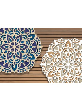 Σετ των 2 Intra απο ξύλο plywood 3mm-4mm πάχος 3d Layered Mandala Design Δίασταση 30x30 cm INTRAFABR-72089582