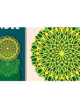 Σετ των 2 Intra απο ξύλο plywood 3mm-4mm πάχος 3d Layered Mandala Design Δίασταση 30x30 cm INTRAFABR-70190301