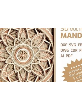 Σετ των 3 Intra απο ξύλο plywood 3mm-4mm πάχος 3D Layered MANDALA. Σκιά Κουτί. DFX Δίασταση 8x8 cm INTRAFABR-75013817