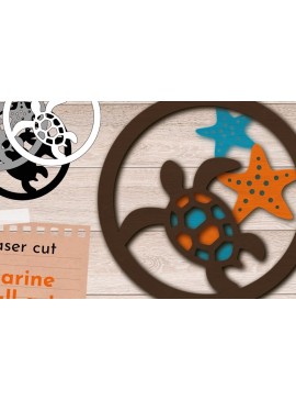 Intra απο ξύλο plywood 3mm-4mm πάχος 3D Layered Marine Wall Art, Sea sign Δίασταση 40x40 cm INTRAFABR-70307088