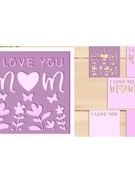 Σετ των 3 Intra απο ξύλο plywood 3mm-4mm πάχος 3d Layered Mom Shadow Box Δίασταση 8x8 cm INTRAFABR-67531601