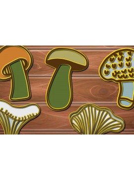 Σετ των 2 Intra απο ξύλο plywood 3mm-4mm πάχος με 3D Layered Mushrooms Paper Cut Δίασταση 15x15 cm INTRAFABR-17027314