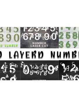 Σετ των 2 Intra απο ξύλο plywood 3mm-4mm πάχος Δέσμη με 3d Layered Number Δίασταση 30x20 cm INTRAFABR-39242084