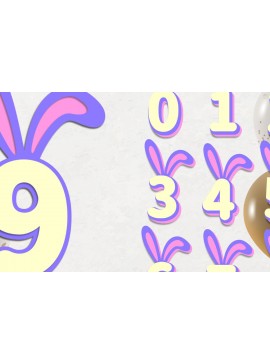 Σετ των 2 Intra απο ξύλο plywood 3mm-4mm πάχος Τρισδιάστατοι αριθμοί με στρώσεις με αυτιά κουνελιού Δίασταση 15x15 cm INTRAFABR-115322579