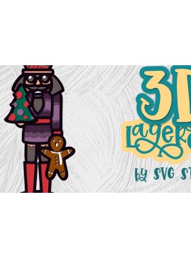 Σετ των 2 Intra απο ξύλο plywood 3mm-4mm πάχος 3D Layered Nutcracker 02 Christmas Δίασταση 15x15 cm INTRAFABR-35436301