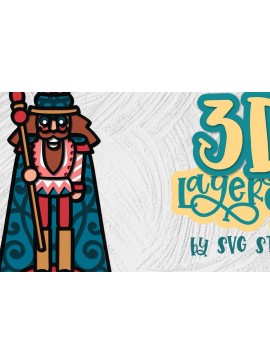 Σετ των 2 Intra απο ξύλο plywood 3mm-4mm πάχος 3D Layered Nutcracker 04 Christmas Δίασταση 15x15 cm INTRAFABR-35436343