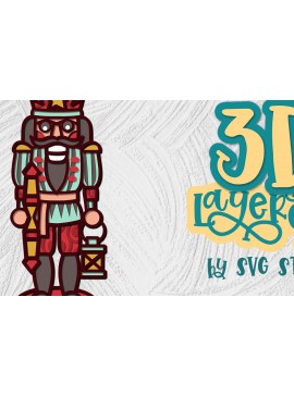 Σετ των 2 Intra απο ξύλο plywood 3mm-4mm πάχος 3D Layered Nutcracker 05 Christmas Δίασταση 15x15 cm INTRAFABR-35436358