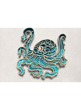 Intra απο ξύλο plywood 3mm-4mm πάχος 3D Layered Octopus Δίασταση 30x30 cm INTRAFABR-119707513