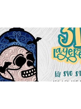 Σετ των 2 Intra απο ξύλο plywood 3mm-4mm πάχος 3D Layered on Display Halloween Skull Δίασταση 15x15 cm INTRAFABR-35277549