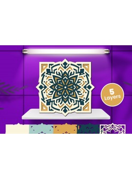 Σετ των 2 Intra απο ξύλο plywood 3mm-4mm πάχος Διακοσμητικό Μάνταλα με τρισδιάστατο χαρτί Δίασταση 12x12 cm INTRAFABR-124565541