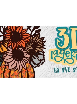 Σετ των 3 Intra απο ξύλο plywood 3mm-4mm πάχος 3D Layered Pumpkin 03 Thanksgiving Δίασταση 15x15 cm INTRAFABR-35434694