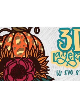 Σετ των 2 Intra απο ξύλο plywood 3mm-4mm πάχος 3D Layered Pumpkin 04 Thanksgiving Δίασταση 15x15 cm INTRAFABR-35434705