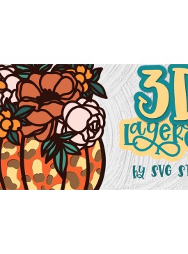 Σετ των 2 Intra απο ξύλο plywood 3mm-4mm πάχος 3D Layered Pumpkin 05 Thanksgiving Δίασταση 15x15 cm INTRAFABR-35434704