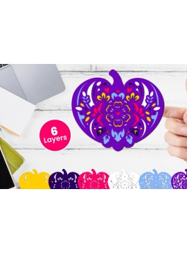 Σετ των 2 Intra απο ξύλο plywood 3mm-4mm πάχος Τρισδιάστατο κοπής χαρτιού κολοκύθας με στρώματα Δίασταση 12x12 cm INTRAFABR-117774070