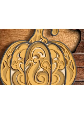 Σετ των 2 Intra απο ξύλο plywood 3mm-4mm πάχος 3d Layered Pumpkin , Multilayer Δίασταση 15x15 cm INTRAFABR-72594589