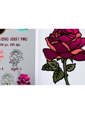 Σετ των 2 Intra απο ξύλο plywood 3mm-4mm πάχος Τρισδιάστατο τριαντάφυλλο Δίασταση 10x12 cm INTRAFABR-71315295