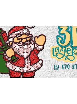 Σετ των 2 Intra απο ξύλο plywood 3mm-4mm πάχος Τρισδιάστατο χριστουγεννιάτικο σχέδιο Άγιου Βασίλη Δίασταση 30x20 cm INTRAFABR-36495958