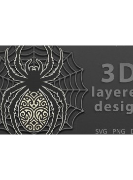 Σετ των 3 Intra απο ξύλο plywood 3mm-4mm πάχος 3D Layered Spider Mandala  Δίασταση 8x8 cm INTRAFABR-107562175
