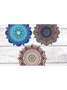 Σετ των 2 Intra απο ξύλο plywood 3mm-4mm πάχος 3D Layered Mandala Δίασταση 30x30 cm INTRAFABR-77074257