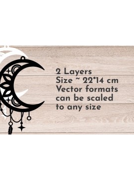 Σετ των 2 Intra απο ξύλο plywood 3mm-4mm πάχος 3D Layered , Moon Dream Catcher Art Δίασταση 30x20 cm INTRAFABR-65955282