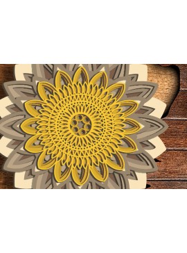 Intra απο ξύλο plywood 3mm-4mm πάχος 3D Layered Sunflower, 3D Δίασταση 30x20 cm INTRAFABR-72315585