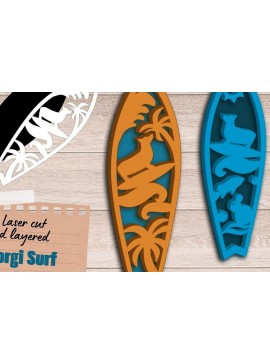 Σετ των 2 Intra απο ξύλο plywood 3mm-4mm πάχος 3D Layered , Surf Wall Art, Corgi Dog Δίασταση 40x40 cm INTRAFABR-90051737