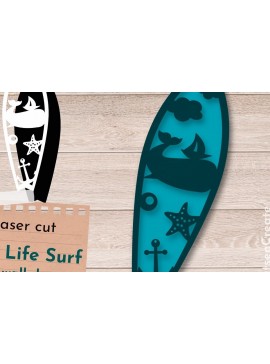Σετ των 2 Intra απο ξύλο plywood 3mm-4mm πάχος 3D Layered , Surf Wall Art, Sea Whale Δίασταση 40x40 cm INTRAFABR-62766901