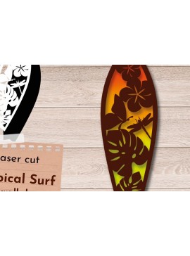 Σετ των 2 Intra απο ξύλο plywood 3mm-4mm πάχος 3D Layered , Surf Wall Art, Tropical Δίασταση 40x40 cm INTRAFABR-62972294