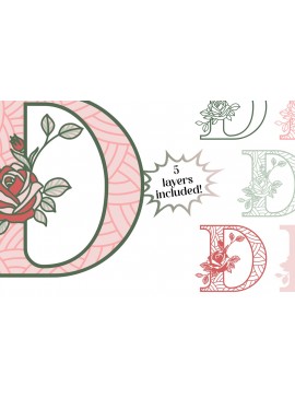 Intra απο ξύλο plywood 3mm-4mm πάχος 3D Letter D - Τριαντάφυλλο Μονόγραμμα Δίασταση 30x30 cm INTRAFABR-89570119