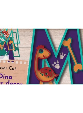 Σετ των 2 Intra απο ξύλο plywood 3mm-4mm πάχος 3D LETTER M , Γενέθλια Δεινοσαύρων Δίασταση 30x20 cm INTRAFABR-63990549