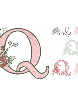 Σετ των 2 Intra απο ξύλο plywood 3mm-4mm πάχος 3D Letter Q - Rose Monogram Δίασταση 30x30 cm INTRAFABR-89559943