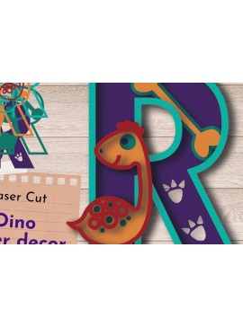 Σετ των 2 Intra απο ξύλο plywood 3mm-4mm πάχος 3D LETTER R Cut με λέιζερ, Γενέθλια δεινοσαύρων Δίασταση 30x20 cm INTRAFABR-63990840